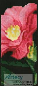 cross stitch pattern Japanese Camellia Bookmark