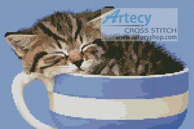 cross stitch pattern Kitten in a Tea Cup