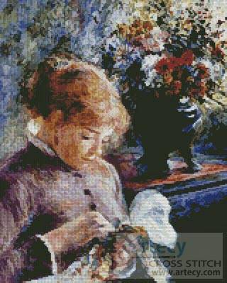 cross stitch pattern Lady Sewing