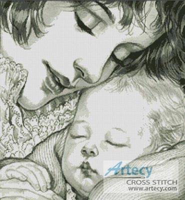 cross stitch pattern Mother Holding Baby (Sepia)