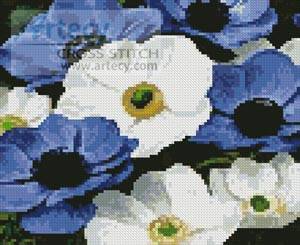 cross stitch pattern Mini Blue and White Flowers