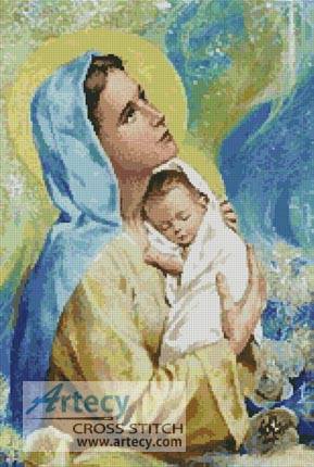 cross stitch pattern Mary and Baby Jesus