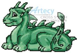 cross stitch pattern Mini Cute Dragon (Green)