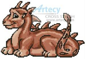 cross stitch pattern Mini Cute Dragon (Terracotta)