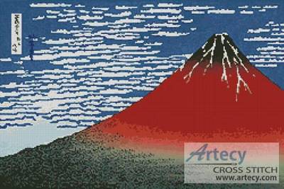 cross stitch pattern Mount Fuji in Clear Weather