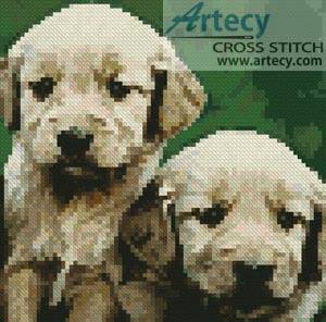 cross stitch pattern Mini Golden Retriever Puppies