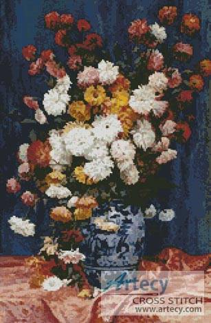cross stitch pattern Mums in a Porcelain Vase