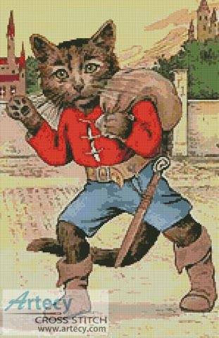 cross stitch pattern Puss in Boots