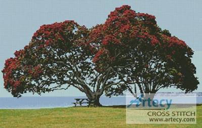 cross stitch pattern Pohutukawa Trees