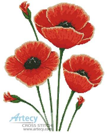 cross stitch pattern Poppies