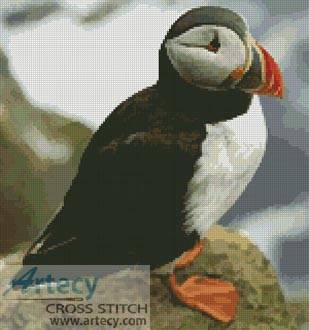 cross stitch pattern Puffin 3