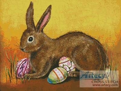 cross stitch pattern Rabbit with Eggs