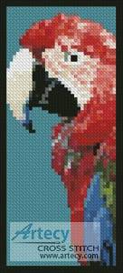 cross stitch pattern Green-winged Macaw Bookmark