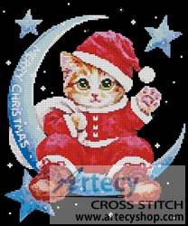 cross stitch pattern Santa on the Moon