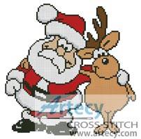 cross stitch pattern Santa and Reindeer