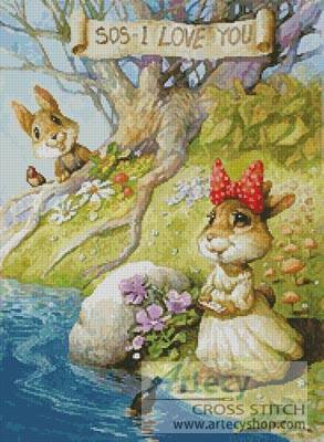 cross stitch pattern SOS - I Love You