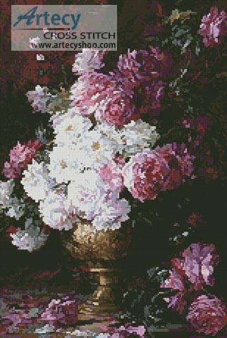cross stitch pattern Still Life of Roses in a Vase
