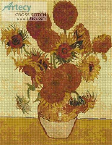 cross stitch pattern Fourteen Sunflowers