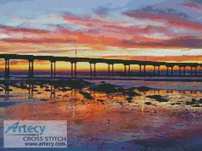 cross stitch pattern Sunset at Ocean Beach
