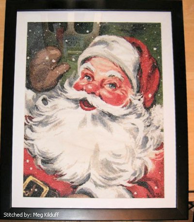 cross stitch pattern Santa Waving