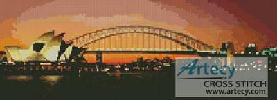 cross stitch pattern Sydney Harbour at Night
