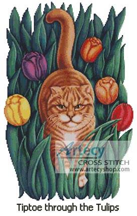 cross stitch pattern Tiptoe through the Tulips