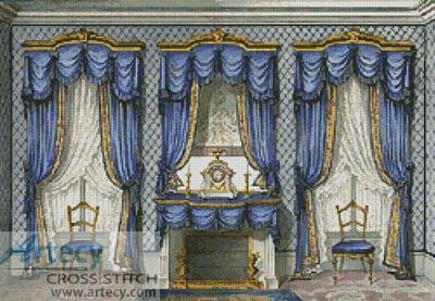 cross stitch pattern Victorian Salon Room