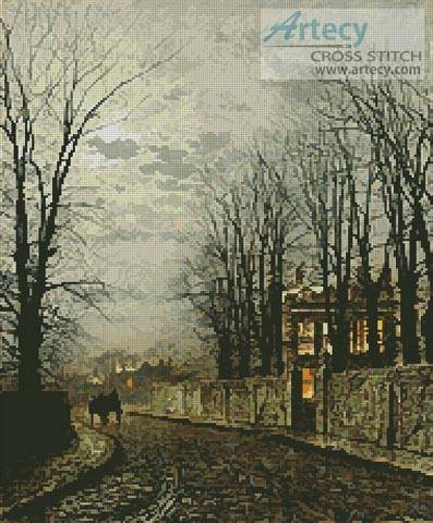 cross stitch pattern A Wintry Moon