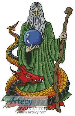 cross stitch pattern Wizard Dragon