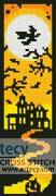 cross stitch pattern Yellow Halloween Bookmark