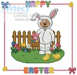 cross stitch pattern Easter Teddy Border 2