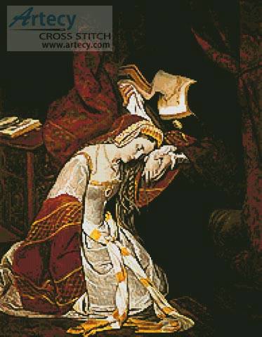 cross stitch pattern Anne Boleyn in the Tower