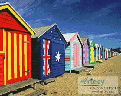cross stitch pattern Bathing Boxes at Brighton Beach