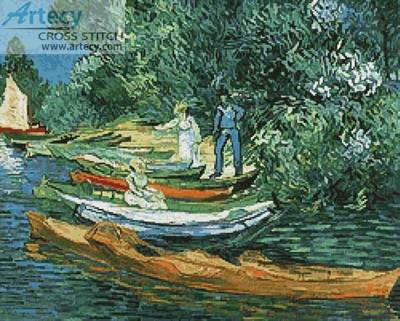 cross stitch pattern Bank of the Oise at Auvers