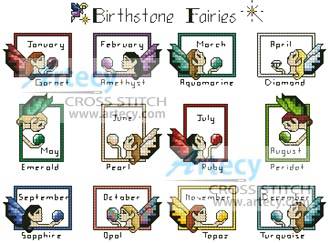 cross stitch pattern Birthstone Fairies Sampler