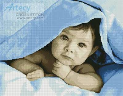 cross stitch pattern Baby Face (Blue)