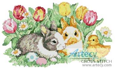 cross stitch pattern Cute Easter Bunnies