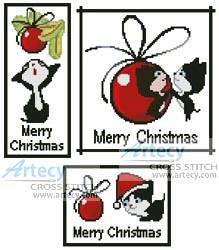cross stitch pattern Christmas Kitty