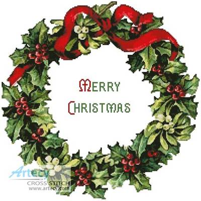 cross stitch pattern Christmas Wreath