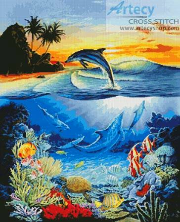 cross stitch pattern Dolphin Lagoon