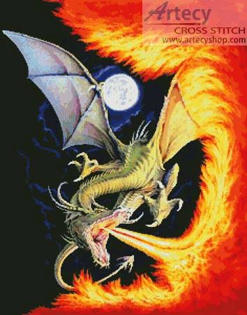 cross stitch pattern Dragon Fire