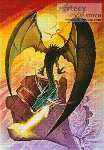 cross stitch pattern Dragon Swoop