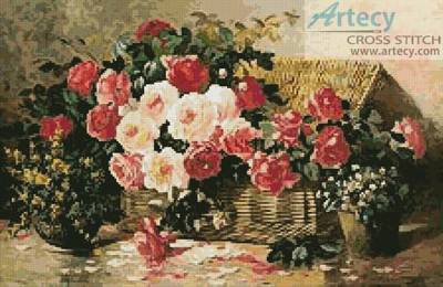 cross stitch pattern Flowers in a Picnic Hamper