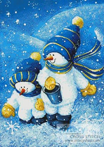 cross stitch pattern Gathering Snowflakes