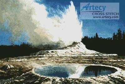 cross stitch pattern Geyser, Yellowstone Park