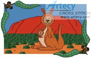 cross stitch pattern Kangaroo Teddy Border 1