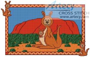 cross stitch pattern Kangaroo Teddy Border 2