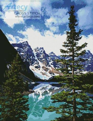 cross stitch pattern Moraine Lake Photo