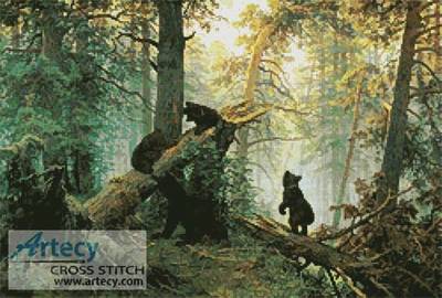 cross stitch pattern Morning in a Pine Forest