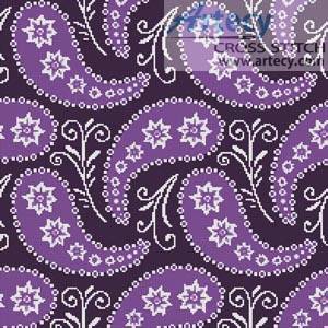 cross stitch pattern Purple Paisley Cushion